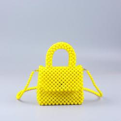 Popular 2024  luxury fashion acrylic resin handmade beads chain mini hand bags women handbags ladies beaded bag