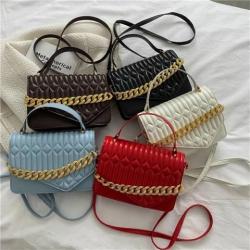 Chain Handbag Women's 2024 Fashion Retro Embossed Lingge Small Square Bag Women's One Shoulder Messenger Bag