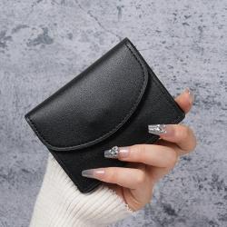 New korean style short small wallet women portable compact solid color simple girls wallets new pu leather coin purse card bag