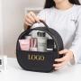 Custom Logo fashion makeup bag pu leather travelling cosmetic bag for women transparent pvc clear toiletry bag
