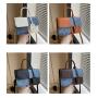 ZR524 Woman PU Retro Bag Daily Life Girl Horizontal Color Block Square Single Bag Girl Magnetic Button Underarm Versatile Bag