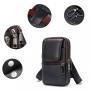 Men genuine leather small mobile phone bag working waist pocket tool bag on belt men's shoulder messenger bag factory wholesale