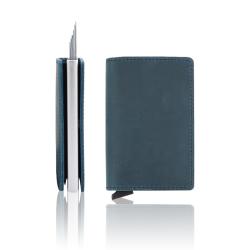 Vintage Genuine Leather Pop Up Wallet Minimalist Crazy Horse Leather Aluminum Card Holder Men Wallets