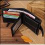 XL003 Men's Genuine Leather Short Wallet Soft Comfortable Purse Triple Folding Slim Metal Card Holders Accept Customized Logo