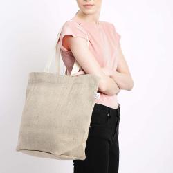 Custom women 100% Jute Canvas Printed Large Burlap Tote Bag High capacity Storage Bag Handbag