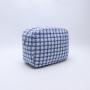 New Style Small MOQ Ladies Custom Logo Skincare Beauty  Cases Cosmetiquera Travel Organizer Check Net Tweed Cosmetic Bag