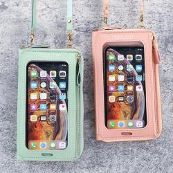2024 touch screen mobile phone bag anti-theft shoulder crossbody bags transparent mini small wallets cell phone bag