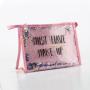 Fashion Lady PVC Transparent Custom Letter Print Logo Cosmetic Bag Portable Travel Clear Makeup Bag