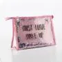 Fashion Lady PVC Transparent Custom Letter Print Logo Cosmetic Bag Portable Travel Clear Makeup Bag