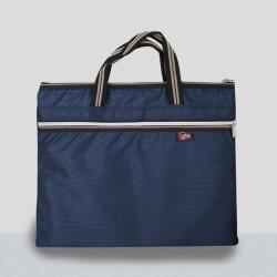 HR009 Unisex Business Soft Faced Zipper Dark Blue Briefcase Nylon Office Data Laptop Bag Business Woven Document Computer Bag