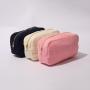 RTS Stock Corduroy Portable Personalized Chenille Glitter Patches Custom Women Girls  Wholesale Travel Makeup Small Cosmetic Bag
