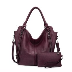 2pcs Retro Fashion Classic PU Shoulder Bag luxury leather strap Hobo Bags Ladies Large Purses and Handbags Set Tote Bag Women