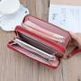 ZR809 Women's Wallet Long Handbag PU Double-layer Zipper Coins Wallet Purse Stylish Contrast Color Mobile Phone Bag Card Holder