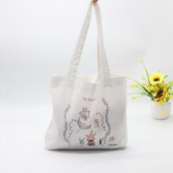 Wholesale Custom Logo Printed 6Oz Canvas Tote Bag Organic Handle Shopping Grocery Cotton Canvas Cloth Bags