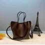 Fashion Casual Shoulder Genuine Leather Crossbody Bag Houndstooth Cosmetic Bag Vintage Women Bucket Hand Bags