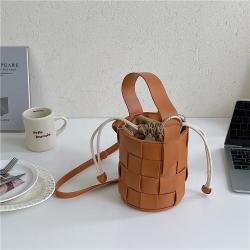 Ladies new products Korea drawstring pleated shoulder crossbody bag fashion popular handbag creative woven cylinder bucket bag