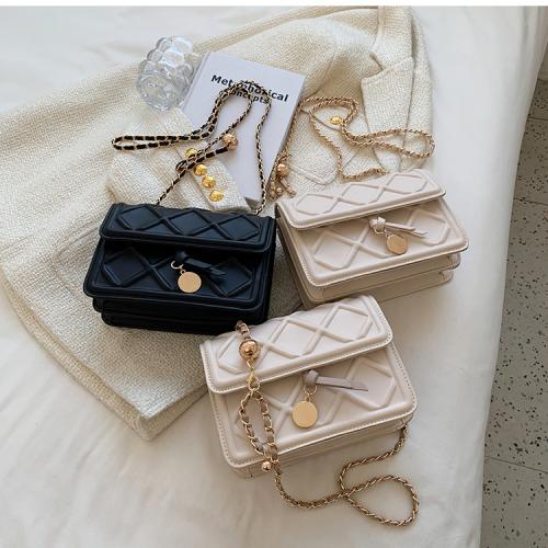 PU Ringer Pattern Bolsas Para Mujer Pure Square Bolsos-Para-Mujeres- Chains Leather Crossbody Bags For Women