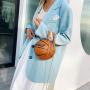 ZR424 New Women PU Bags Basketball Football Zipper Girls Small Round Bun Bag Versatile One Shoulder Crossbody Female Bags ladies