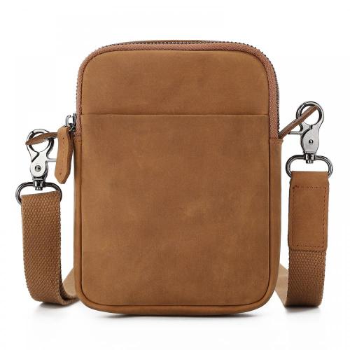 Customized Men's Genuine Leather Waist Bag Mad Horse Skin Shoulder Crossbody Bag Multi functional Outdoor Leather Phone Bag