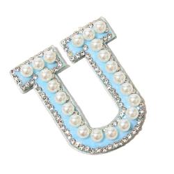 Factory New Products Self Adhesive A-Z Alphabet Bling Pearl Rhinestone 3D Handmade  DIY Embroidery Chenille Patches