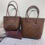 ZWY345 Faux Rattan Ladies Handmade Woven Bag Long Shoulder Vintage Vegetable Basket Bag Wholesale Casual PVC Shopping Tote Bag
