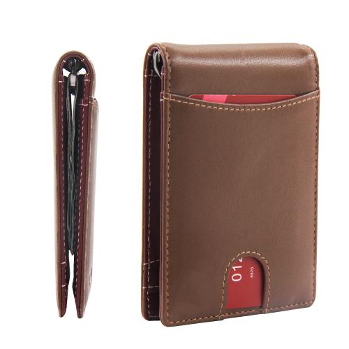 Wholesale leather money clip business credit card holder wallet leather slim wallet with money clip