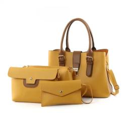 OEM ODM Bolsas Women Handbags Solid Color  Vegan Leather 4 PCS Set Mini Purses Custom Ladies Shoulder Handbags
