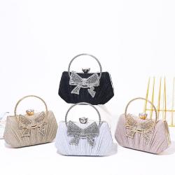 New arrival diamond inlaid banquet evening dress bag champagne hand bags chain crossbody bowknot evening bag 2024 handbags pochette femme