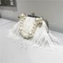 ZWY332 Wholesale Fashion Ladies Ostrich Fur Evening Bag Party Luxury Pearl Chain Shell Clutch Party Bar Shoulder Crossbody Bag