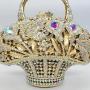 High Quality Luxury Clutch Handled Rhinestone Crystal Purse Flower Basket Evening Bag