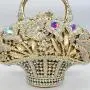 High Quality Luxury Clutch Handled Rhinestone Crystal Purse Flower Basket Evening Bag