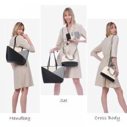 LOVEVOOK 2022 luxury Custom Logo PU Leather 3pcs Tote Handbag Set large capacity ladies shoulder bags wallets women handbags