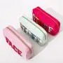 Keymay 27 Color RTS Stock Low MOQ Chenille Letter Patches Makeup Organizer Bag Travel Ladies Zipper Pouches Nylon Cosmetic Pouch
