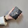 New splicing snake grain leather wallet small wallet female short ladies money clip fashion triple folding coin purse