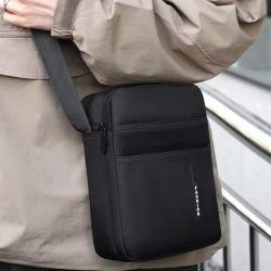 Men's casual crossbody bag with large capacity four layer canvas shoulder bag