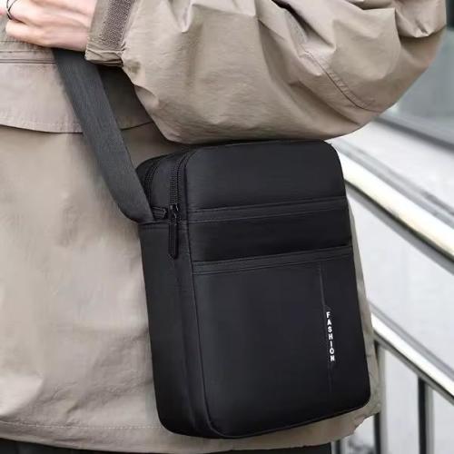 Men's casual crossbody bag with large capacity four layer canvas shoulder bag