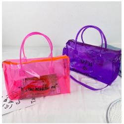 Custom Fashion Neon Sports Bag Waterproof Tote Outdoor Multifunction Weekend Travel Organizer Clear PVC Duffle Bag
