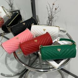 Korean ladies shoulder cylinder bag 2024 fashion new simple women's messenger bag design embroidery chain crossbody bags