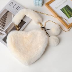 New lady Plush love handbag chain bag shoulder mesengers coin purse bag plush Bag For Women