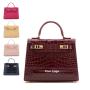 Pu Leather Premium Lock Ladies Hand Bags Fashion Designer Custom Logo Luxury Vegan Crocodile Top Handle Womens Handbags