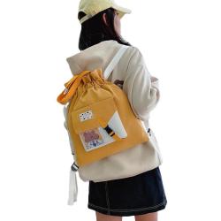 2024 New Drawstring Student School Backpack Shopping Bag Canvas Shoulder Bag