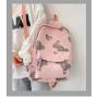 HR034 Korean Version Sen Series Girls Bag Nylon Waterproof Printed Campus Backpack Tourism Colorful Bear Interior Patch Bag
