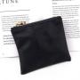 Custom Logo Printed Black Leather Zipper Coin Cosmetic Storage Pouch  Soft PU Leather Zipper Bag