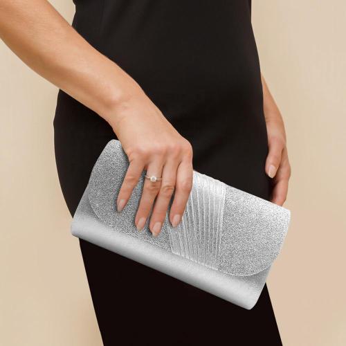 Hot Selling Women's Glitter Evening Clutch Handbags Pleated Party Bag for Bridal Wedding Party Shoulder Messenger Bags