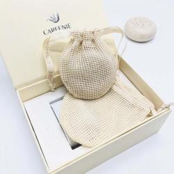 Reusable Organic Cotton Mesh Produce Bags For Soap Packaging Drawstring Natural Mesh Soap Saver Pouch