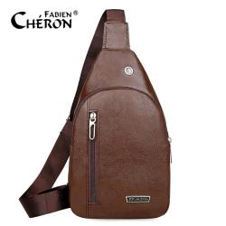 2022 Custom Popular Designer Large Capacity Black Man Leather Chest Pu Crossbody Bag