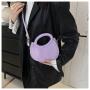 Fresh sweet pure color striped bag women's shoulder crossbody bag new 2024 popular pu round handbag