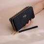 Large capacity long premium solid color wallet for women
