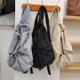 XL060 Lightweight Pleated Nylon Shoulder Bag Large Capacity Drawstring Back Shoulder Bag Korean Japanese Style Backpack