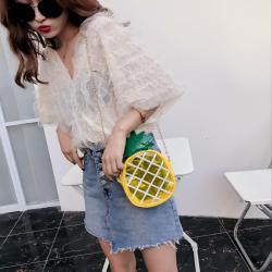 Custom Pineapple PVC Transparent Window Women's Bag Decoration Tote Bag Zipper Single Shoulder Portable Niche Design Plus Logo